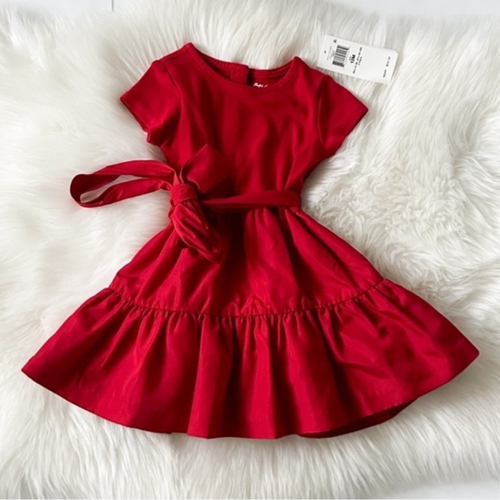 Ralph Lauren Red Girls' Tie-Waist Formal Dress NWOT